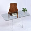 Vintage 1980s clear acrylic and glass work table desk with prism center