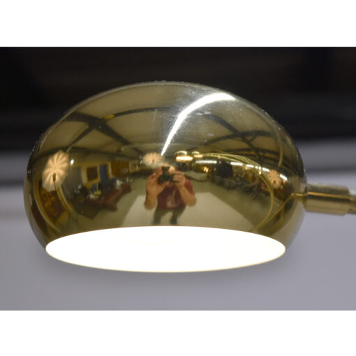 Gold elliptical head on 5 head Guzzini style arch lamp