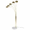 Harvey Guzzini style gold 5 head arch lamp with marble base