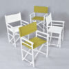 Group of white and lime green rattan directors chairs