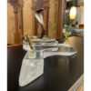 Clear acrylic double pen holder with brass cobra snake
