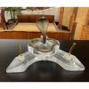 Vintage brass cobra and clear acrylic executive pen holder