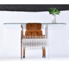 Vintage 1980s clear acrylic and glass work table desk