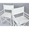Bright white canvas slings on directors chairs