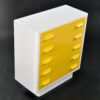 White laminate top surface and painted white wood body on Broyhill Chapter One dresser
