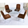 Clear acrylic pedestal dining table with round glass top