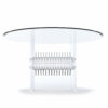 Clear Lucite dining table with round glass top