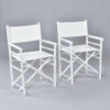 Pair of white rattan directors chairs