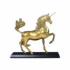 22 Inch tall brass unicorn on black platform