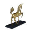 Back view of brass unicorn sculpture