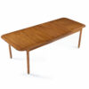 Expanding 3 leaf Mid-Century Modern walnut dining table with rounded corners