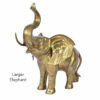 Front view of larger two feet tall brass elephant