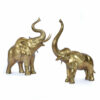 Pair of large scale brass elephant sculptures over 2 feet tall