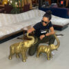 Pair of large scale two foot tall brass elephant figures