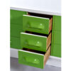 3 small drawers at center of Green Broyhill Chapter One low dresser