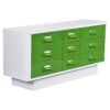 Green and white Broyhill Chapter One 1970s Space Age dresser