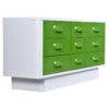 Green and white Broyhill Chapter One 1970s Space Age low dresser