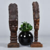 Solid wood carved African busts