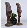 Solid wood hand carved African women busts