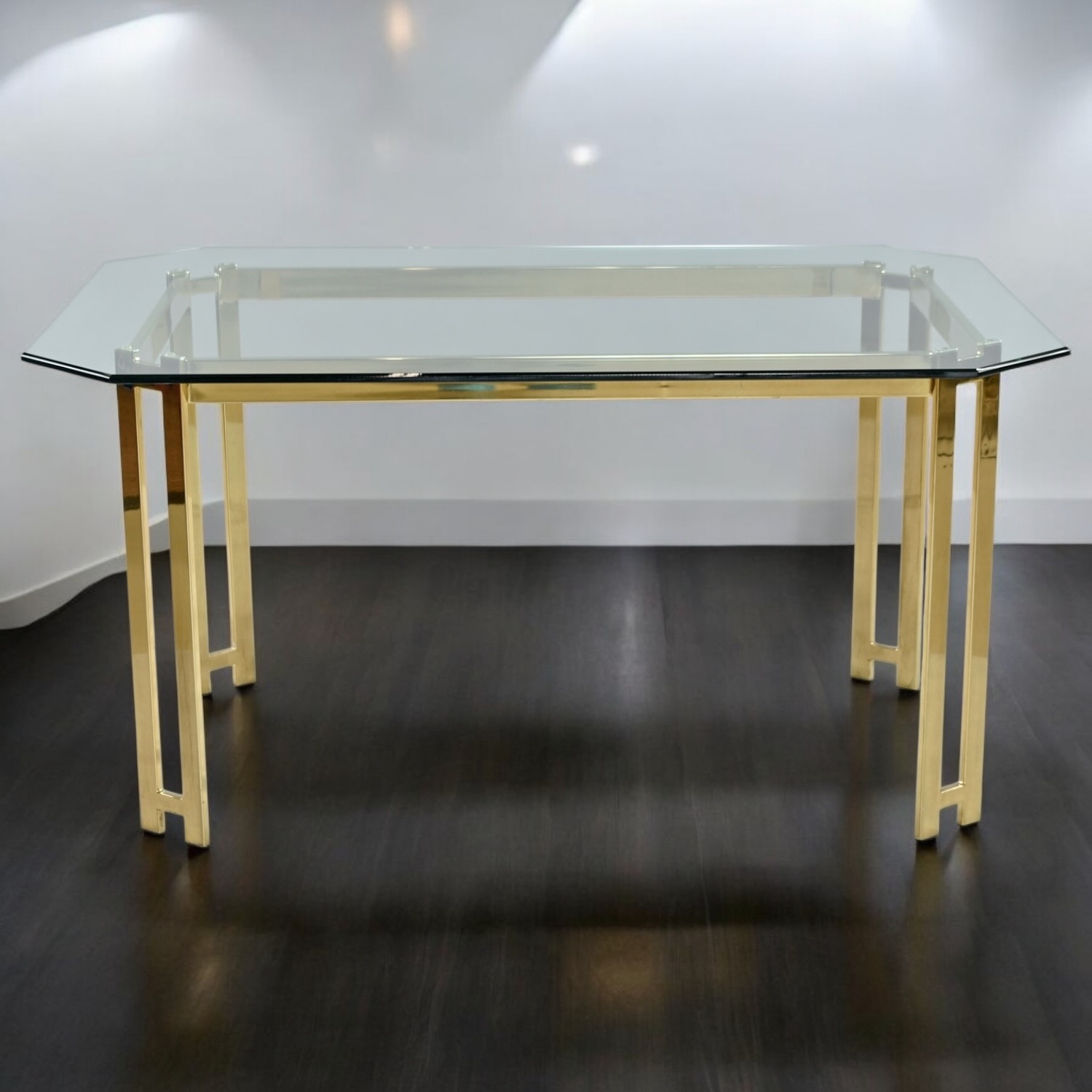 Carsons Art Deco 1980s brass and glass dining table