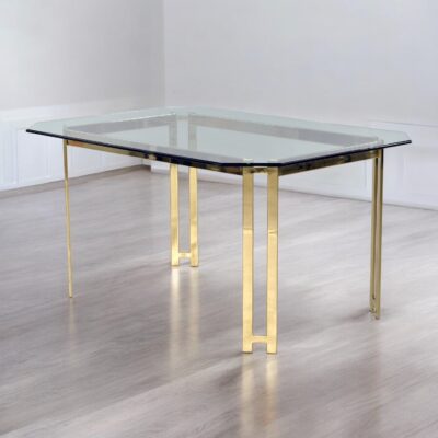 Carsons Art Deco 1980s brass and glass dining table