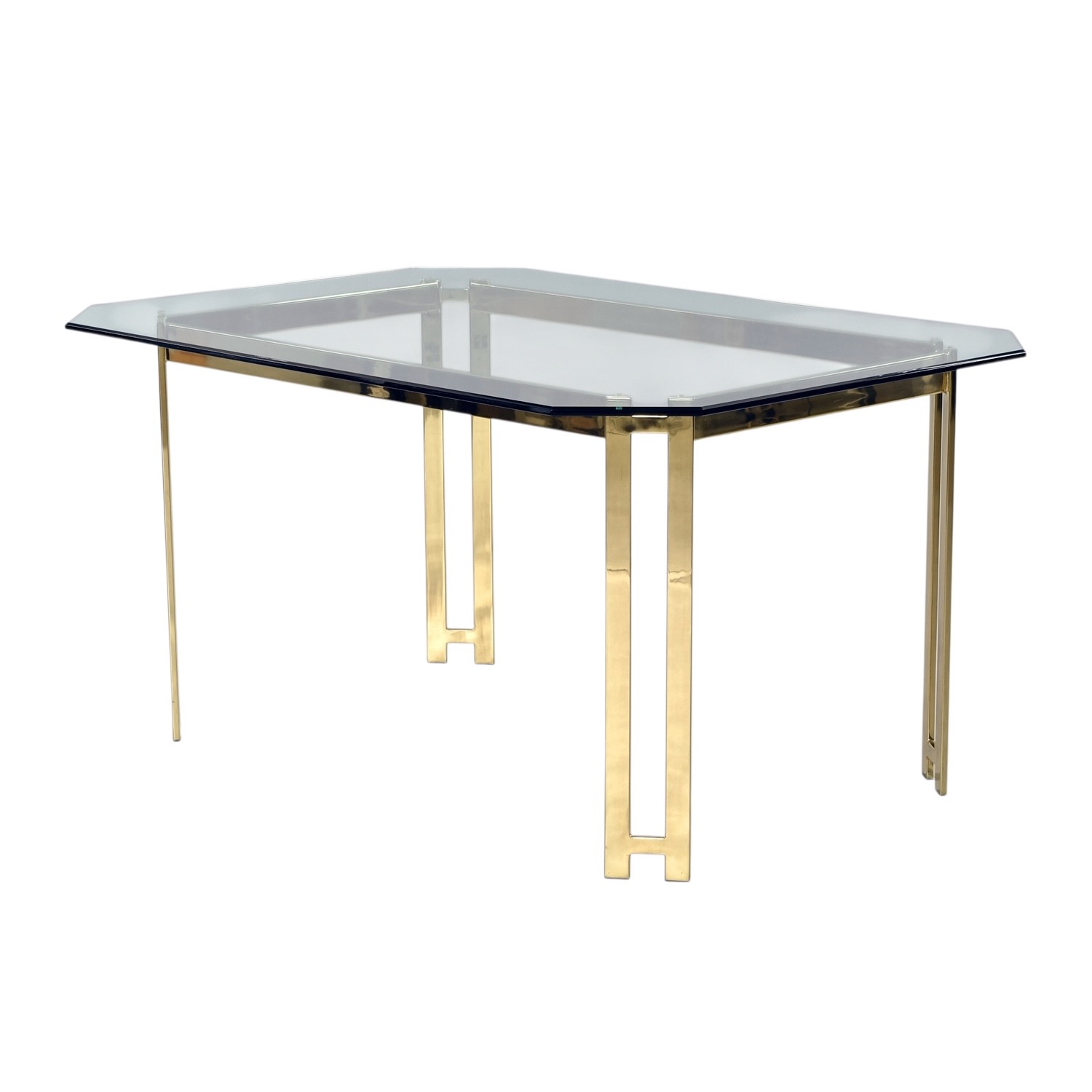 Carsons Art Deco 1980s brass and glass dining table