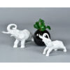Pair Pereiras of Portugal white ceramic elephants large and small