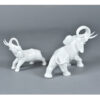Pair Pereiras of Portugal white ceramic elephants large and small