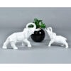 Pair Pereiras of Portugal white ceramic elephants large and small