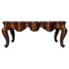Large square Louis XV parquet top scallop edge square coffee table with cabriole leg
