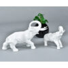 Pair Pereiras of Portugal white ceramic elephants large and small