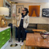 Vintage 1980s Art Deco Lucite clear acrylic and brass torchiere floor lamp