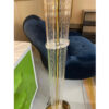 Vintage 1980s Art Deco Lucite clear acrylic and brass torchiere floor lamp