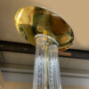 Vintage 1980s Art Deco Lucite clear acrylic and brass torchiere floor lamp