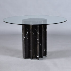 Round Glass Dining Table With Black Marble Pedestal Base