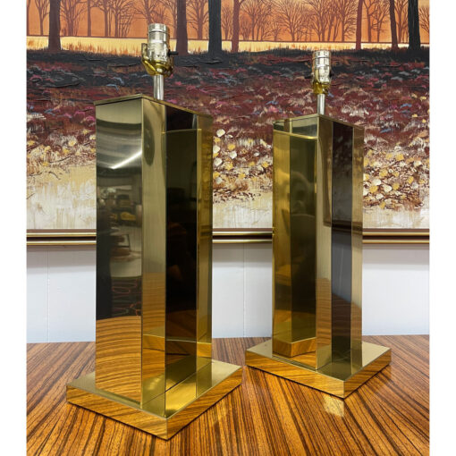 Gold and black vintage metal table lamps