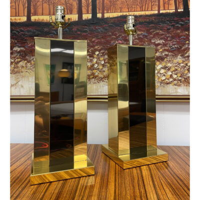 Gold and black vintage metal table lamps