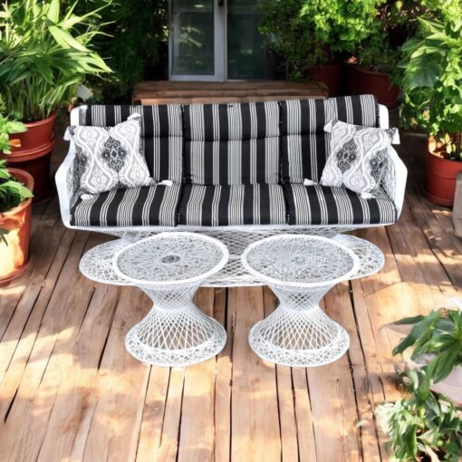 Pair of spun fiberglass Russell Woodard outdoor side tables