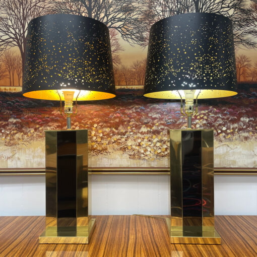 Gold and black vintage metal table lamps