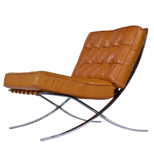Bernhardt Flair afer Mies Van Der Rohe Butterscotch brown leather Barcelona chairs