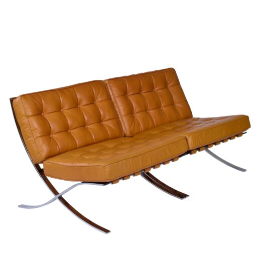 Bernhardt Flair afer Mies Van Der Rohe Butterscotch brown leather Barcelona chairs