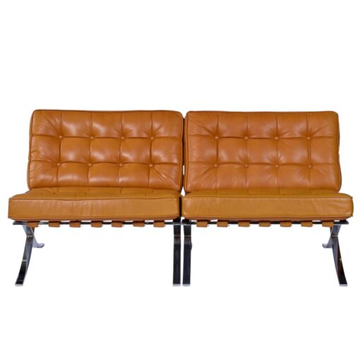 Bernhardt Flair afer Mies Van Der Rohe Butterscotch brown leather Barcelona chairs