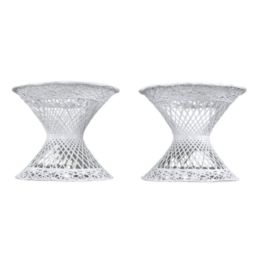 Pair of spun fiberglass Russell Woodard outdoor side tables