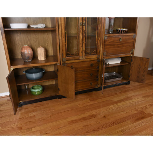 Bernhardt Asian inspired modular wall unit bookcase with china cabinet and dry bar
