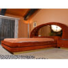 Verardo Italian 1970s suede platfrom bed with mirrored headboard and built in nightstands and stereo with phone