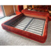 Verardo Italian 1970s suede platfrom bed with mirrored headboard and built in nightstands and stereo with phone