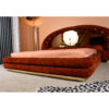 Verardo Italian 1970s suede platfrom bed with mirrored headboard and built in nightstands and stereo with phone