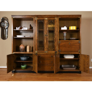 Bernhardt 3 Piece Modular Asian Bookcase Wall Unit with China Cabinet