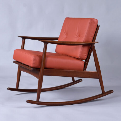 Moreddi Danish teak and leather rocking chair
