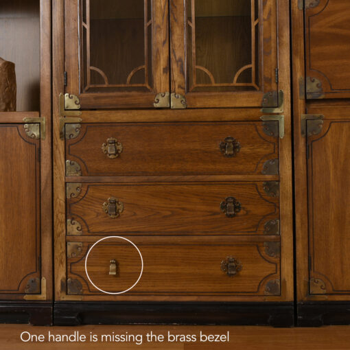 Bernhardt Asian inspired modular wall unit bookcase with china cabinet and dry bar